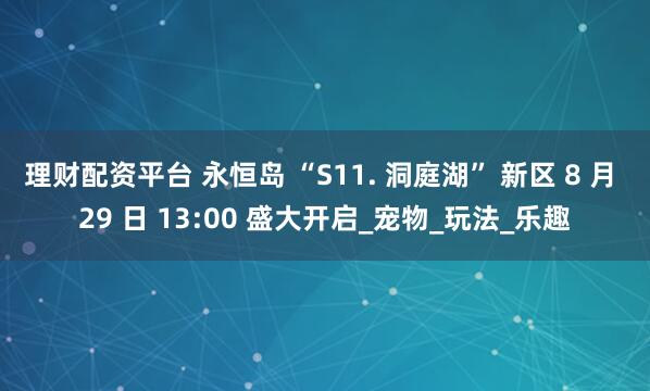 理财配资平台 永恒岛 “S11. 洞庭湖” 新区 8 月 29 日 13:00 盛大开启_宠物_玩法_乐趣