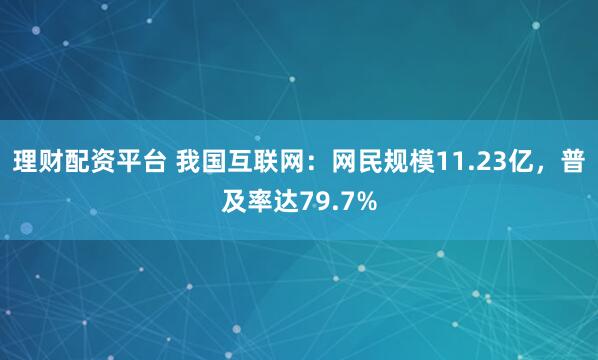 理财配资平台 我国互联网：网民规模11.23亿，普及率达79.7%
