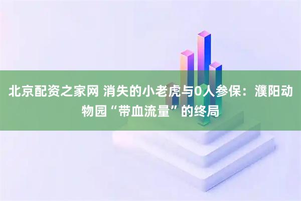 北京配资之家网 消失的小老虎与0人参保：濮阳动物园“带血流量”的终局